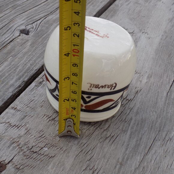 HAWAII Small Brown White Jar, Souvenir, Pohaku Klin Signed on Bottom, * - Picture 6 of 6